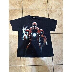Vintage Marvel Iron Man Black Shirt Delta Pro Weight Y2K Size Medium